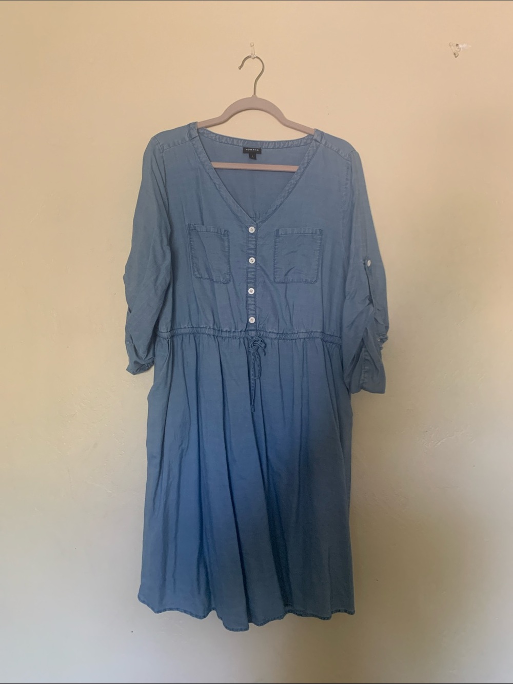 torrid Light Blue V-Neck Button Front Mini Dress